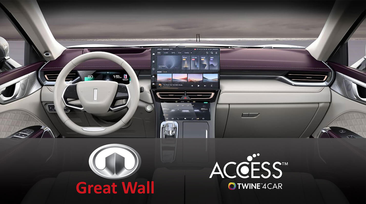 「ACCESS Twine™ for Car」をベースとしたBEAN TECHの 統合車載インフォテインメントサービスが、長城汽車に採用